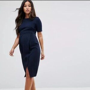 NWT ASOS Maternity Double Layer Textured Smart Dress - Black - Size 2